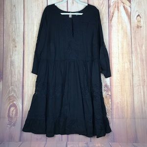 Torrid Black Lace Inset Challis Skater Dress 3X